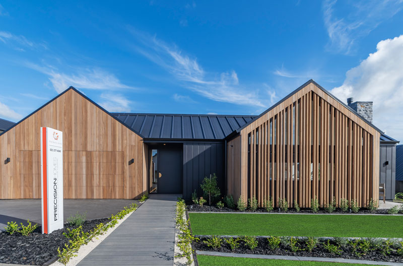 Paerata Rise Showhome timber Truwood cladding black james hardie oblique