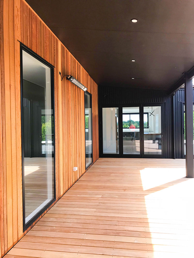 Beautiful Cedar panelling on exterior wall