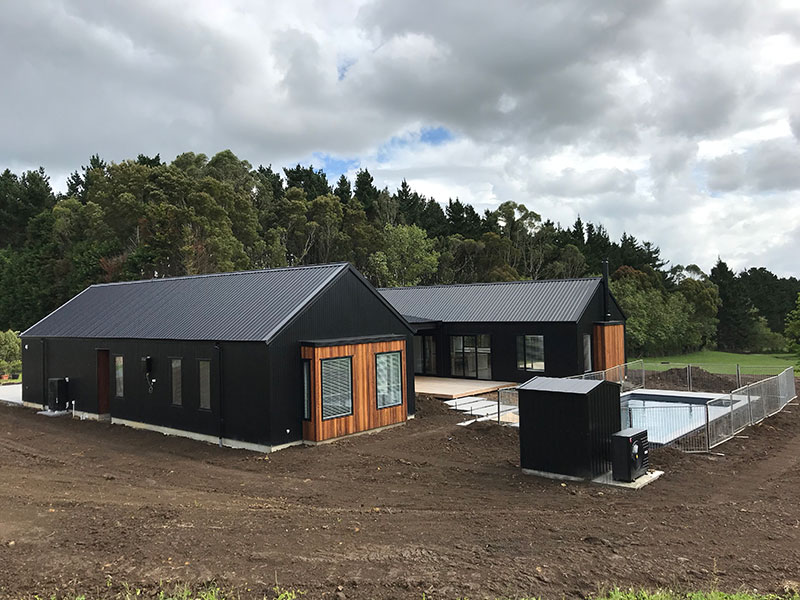 beautiful modern barn style home, black coloursteel and cedar