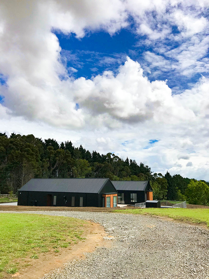 beautiful modern barn style home with swimming pool. Black coloursteel and cedar