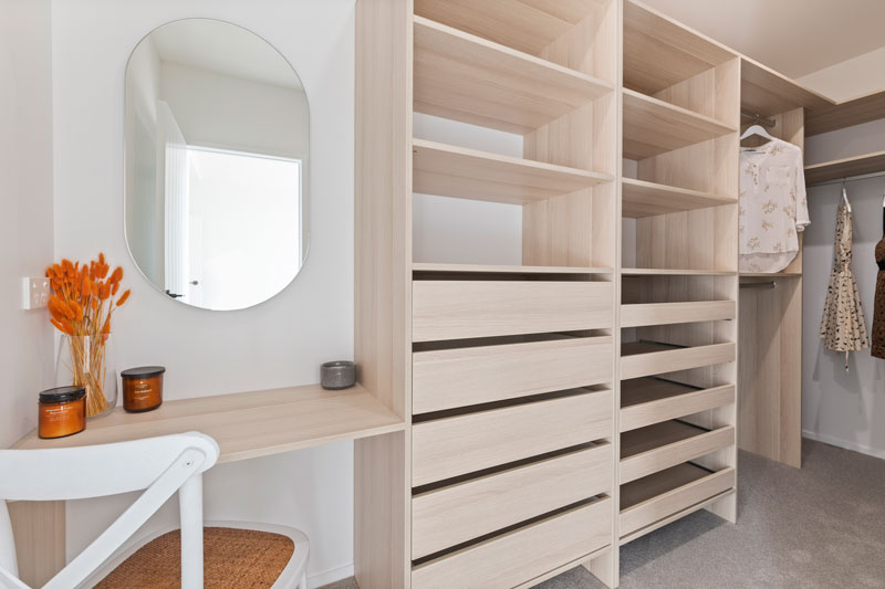 Large walk in wardrobe in our new showhome in Paerata Rise